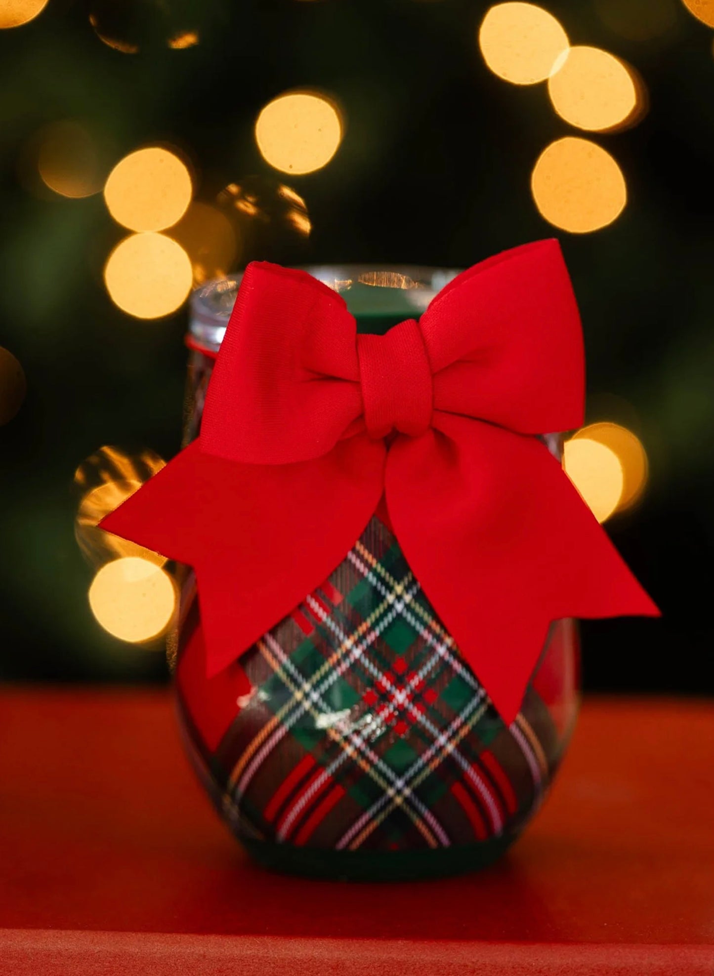 Swig Life Swig - Christmas Plaid Stemless Wine Cup 12oz available at The Good Life Boutique