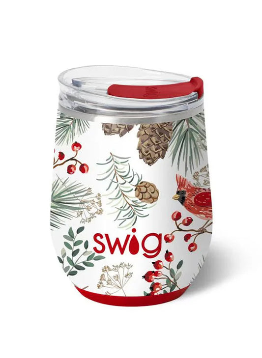 Swig Life Swig - Winter Cardinals Stemless Wine Cup 12oz available at The Good Life Boutique