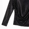 Clara Sunwoo Clara Sunwoo - Shimmer Knit Drape Neck Top W/Side Ruching - Black available at The Good Life Boutique