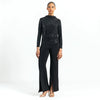 Clara Sunwoo Clara Sunwoo - Shimmer Knit Drape Neck Top W/Side Ruching - Black available at The Good Life Boutique
