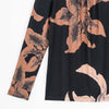 Clara Sunwoo Clara Sunwoo - Lily Print Pleated Mock Neck Soft Knit Top - Black/Coffee available at The Good Life Boutique