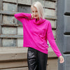 Clara Sunwoo Clara Sunwoo - Cozy Turtle Neck Sweater W/Tipped Hem - Hot Pink available at The Good Life Boutique