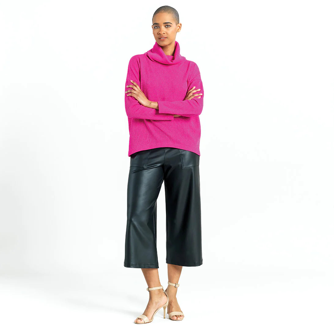 Clara Sunwoo Clara Sunwoo - Cozy Turtle Neck Sweater W/Tipped Hem - Hot Pink available at The Good Life Boutique