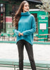 Clara Sunwoo Clara Sunwoo - Ribbed Turtleneck Sweater W/Tipped Hem - Teal Blue available at The Good Life Boutique