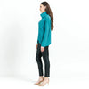 Clara Sunwoo Clara Sunwoo - Ribbed Turtleneck Sweater W/Tipped Hem - Teal Blue available at The Good Life Boutique