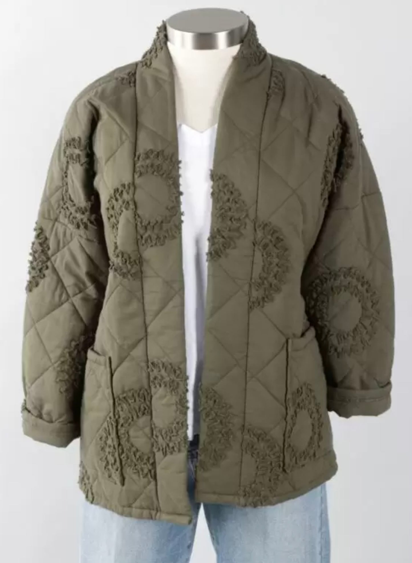 Tempo Paris Tempo Paris - Quilt EMB Jacket - Olive available at The Good Life Boutique