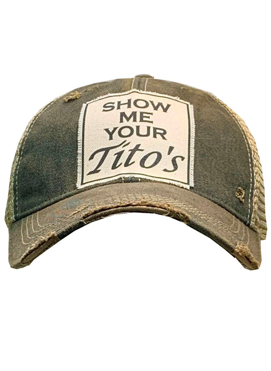Vintage Life Show Me Your Tito's Trucker Hat available at The Good Life Boutique