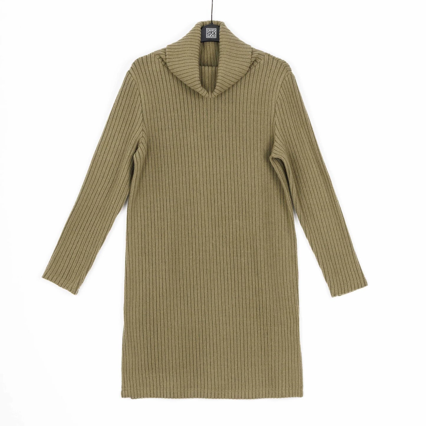 Clara Sunwoo Clara Sunwoo - Ribbed Turtleneck Tunic Sweater - Olive available at The Good Life Boutique