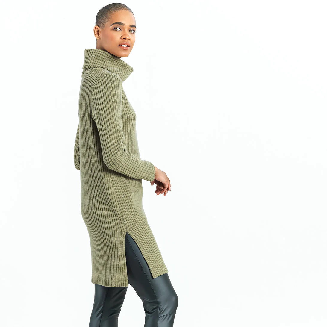 Clara Sunwoo Ribbed Turtleneck Tunic Sweater Olive C The Good