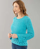 Lisette Lisette - Kiara 23 1/2", 3/4 Sleeve Crochet Sweater - Turquoise available at The Good Life Boutique