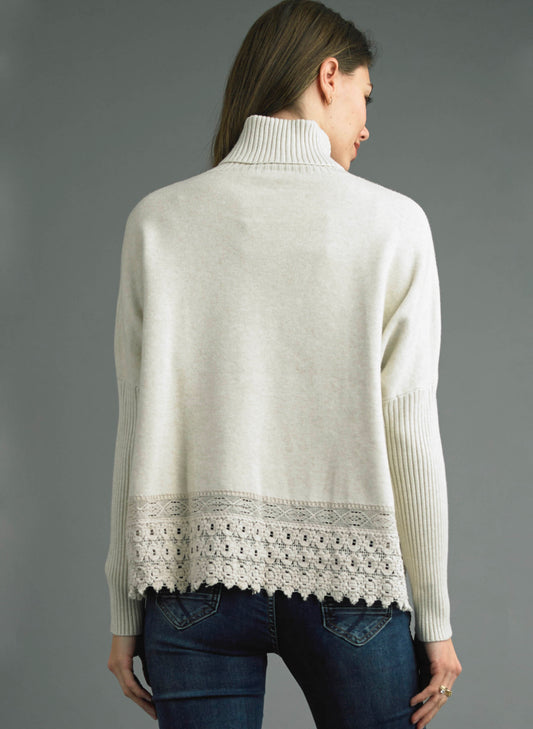 Tempo Paris Tempo Paris - Lace Edge Sweater - Beige available at The Good Life Boutique