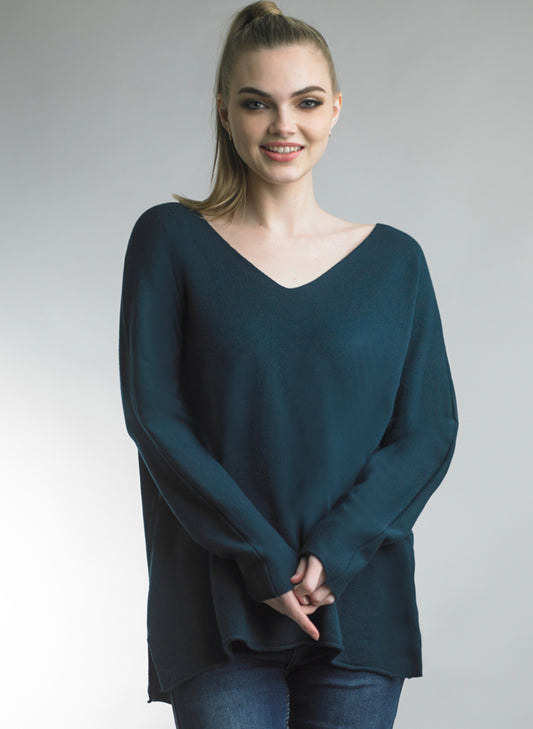 Tempo Paris Tempo Paris - V Neck Pullover - Teal available at The Good Life Boutique