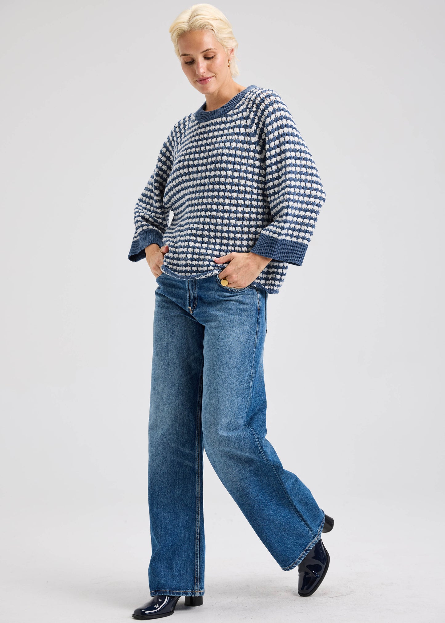 Zaket & Plover Zaket & Plover - Texture Sweater - Denim available at The Good Life Boutique