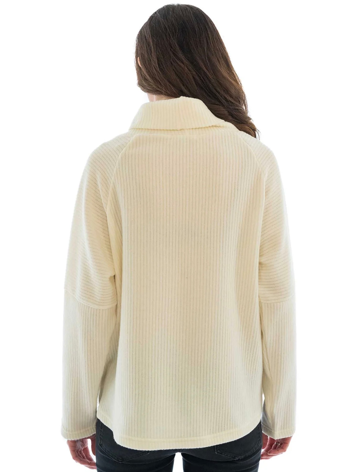 Trisha Tyler Trisha Tyler Textured Knit Sweater With Rib Sleeves - Ivory available at The Good Life Boutique