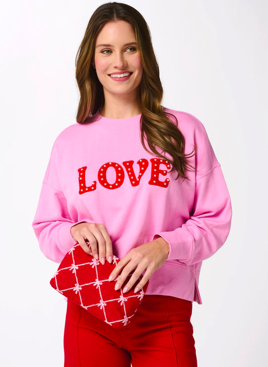 Tinsel Bow Zip Pouch - Red