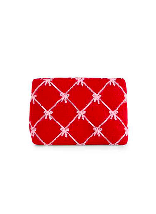 Tinsel Bow Zip Pouch - Red