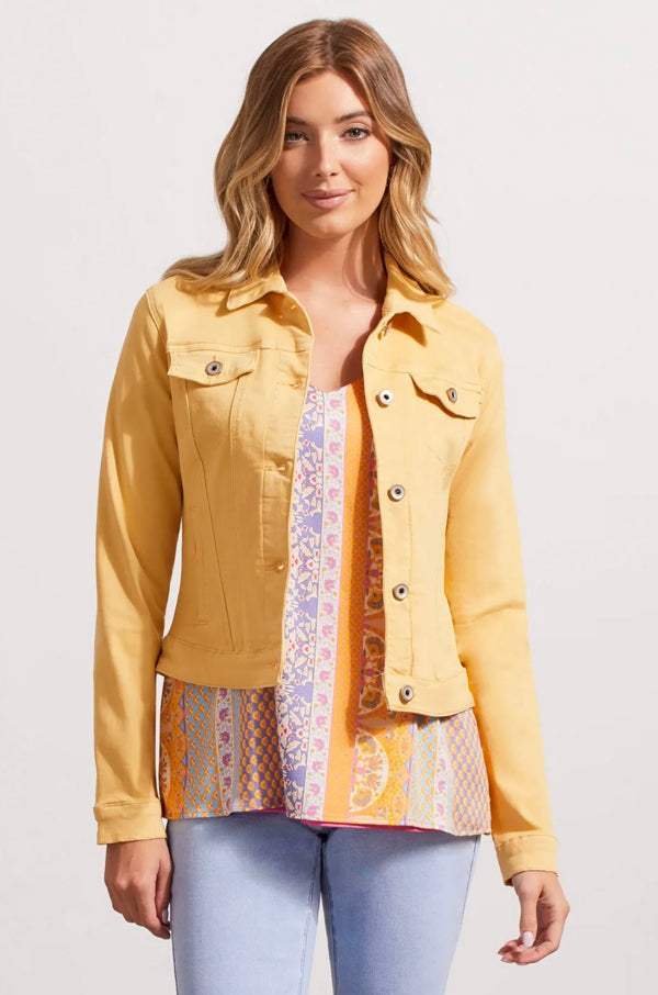 Tribal Tribal - Classic Denim Jacket W/Pockets - Yellovango available at The Good Life Boutique