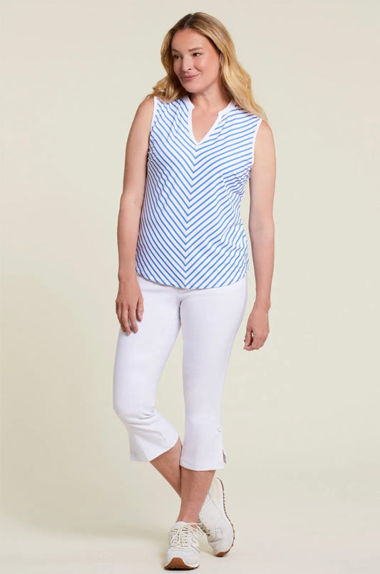 Tribal Tribal - Flatten It Pull On Capri w/Hardware - White available at The Good Life Boutique