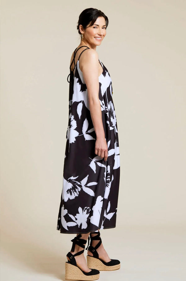 Tribal Tribal - Lined Maxi Dress W/Adjustable Cords - Black available at The Good Life Boutique
