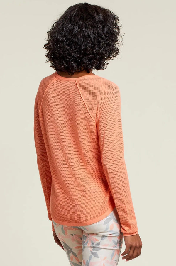 Tribal Tribal - Long Sleeve V Neck Raglan Sweater - Coral available at The Good Life Boutique