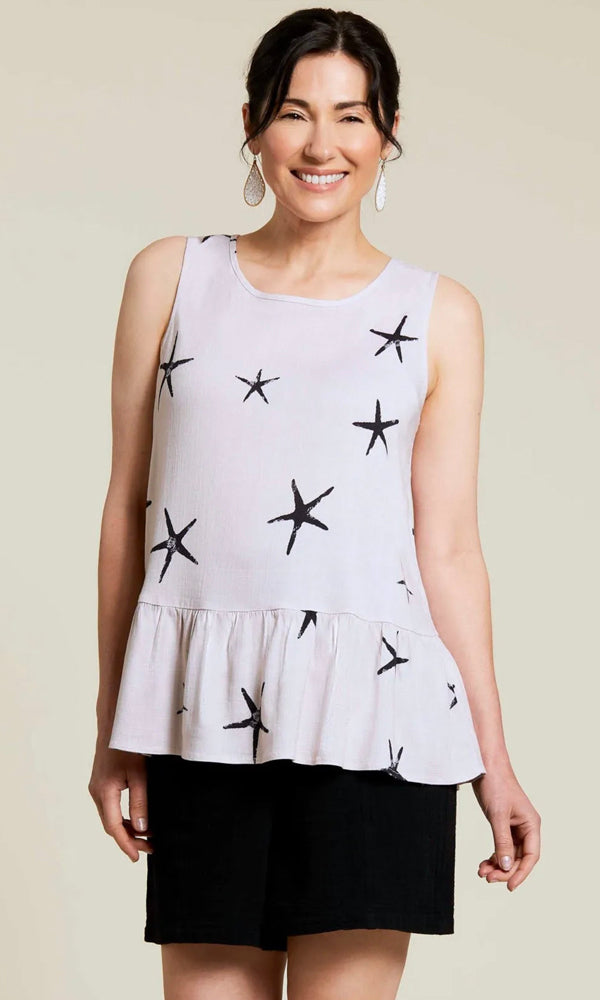 Tribal Tribal - Sleeveless Blouse W/Peplum - Eggshell available at The Good Life Boutique