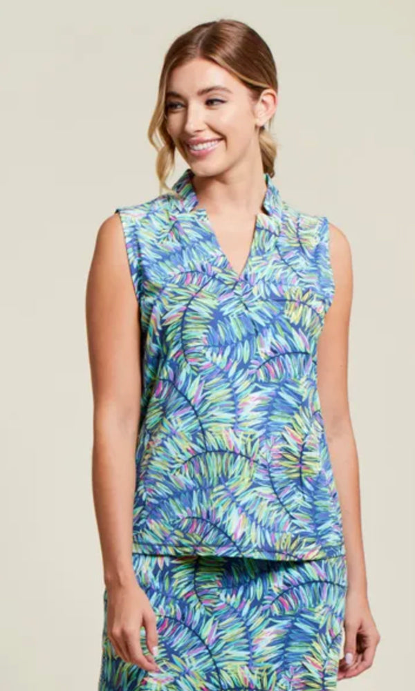 Tribal Tribal - Sleeveless V-Neck Top - Coolblue available at The Good Life Boutique