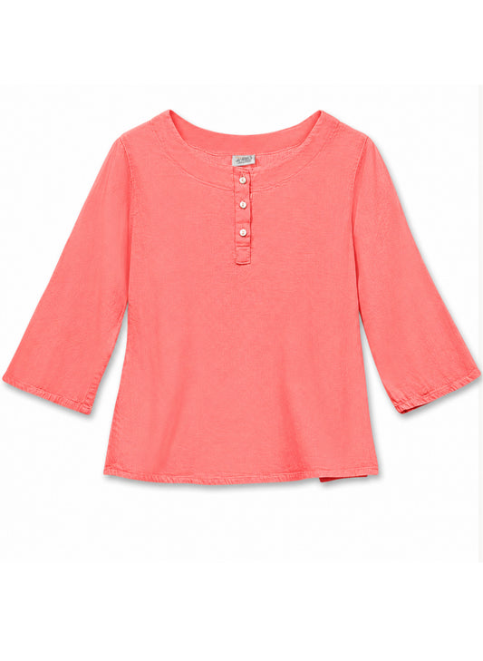 Maya Jones Clothing Maya Jones - Tunic - Button Down Front -Coral available at The Good Life Boutique