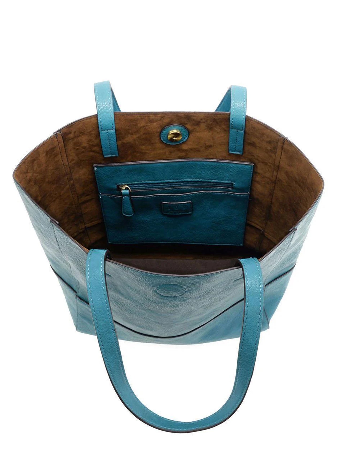 Joy Accessories Turq Faith Raw Edge Tote available at The Good Life Boutique