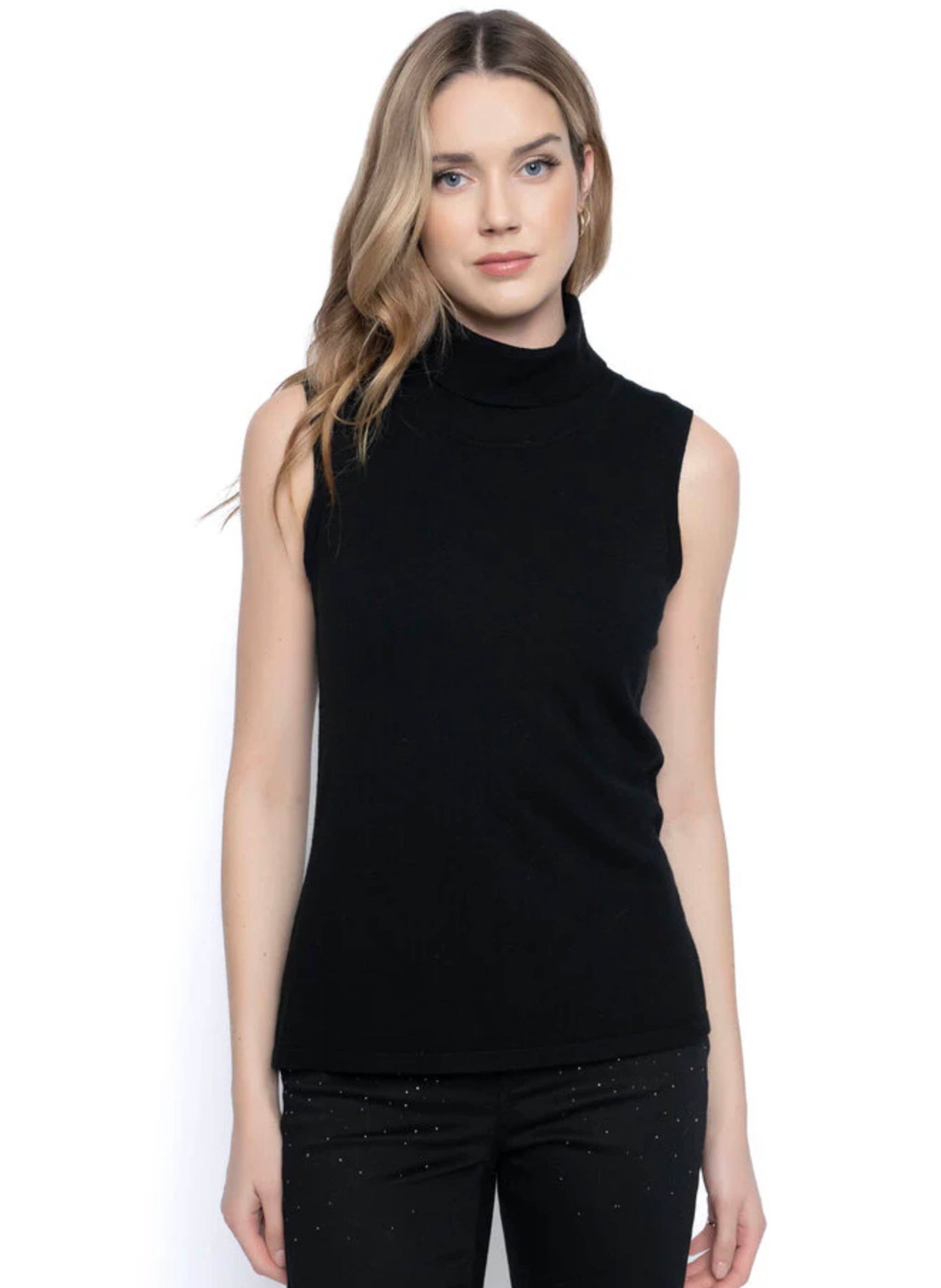 Picadilly Fashions Turtle Neck Tank - Black available at The Good Life Boutique