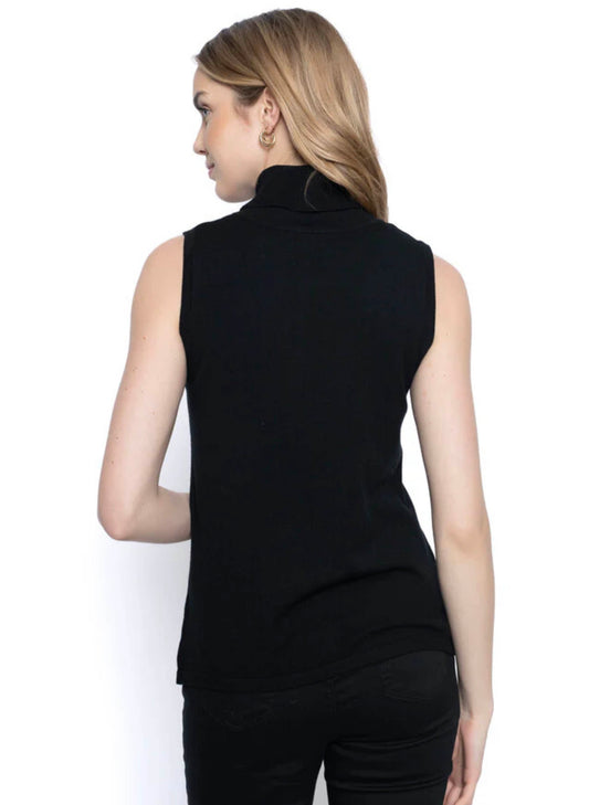 Picadilly Fashions Turtle Neck Tank - Black available at The Good Life Boutique