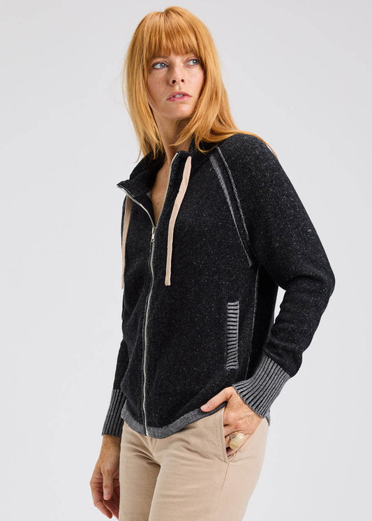 Zaket & Plover Zaket & Plover - Two-Tone Zip Up - Black available at The Good Life Boutique