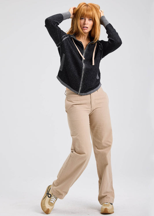 Zaket & Plover Zaket & Plover - Two-Tone Zip Up - Black available at The Good Life Boutique