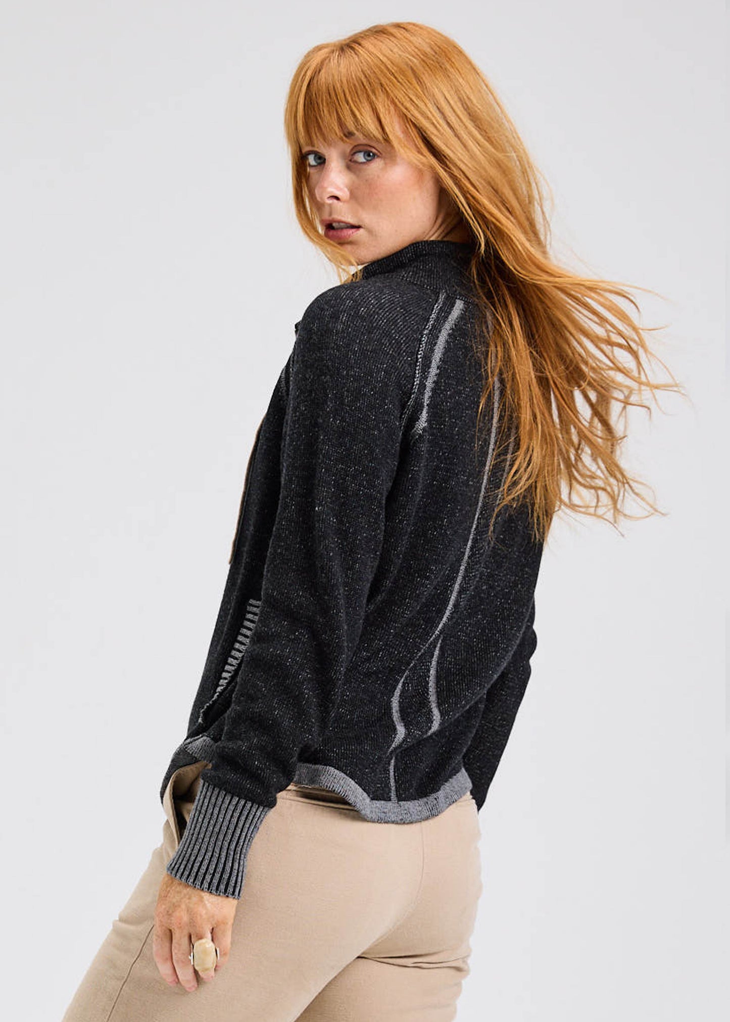 Zaket & Plover Zaket & Plover - Two-Tone Zip Up - Black available at The Good Life Boutique