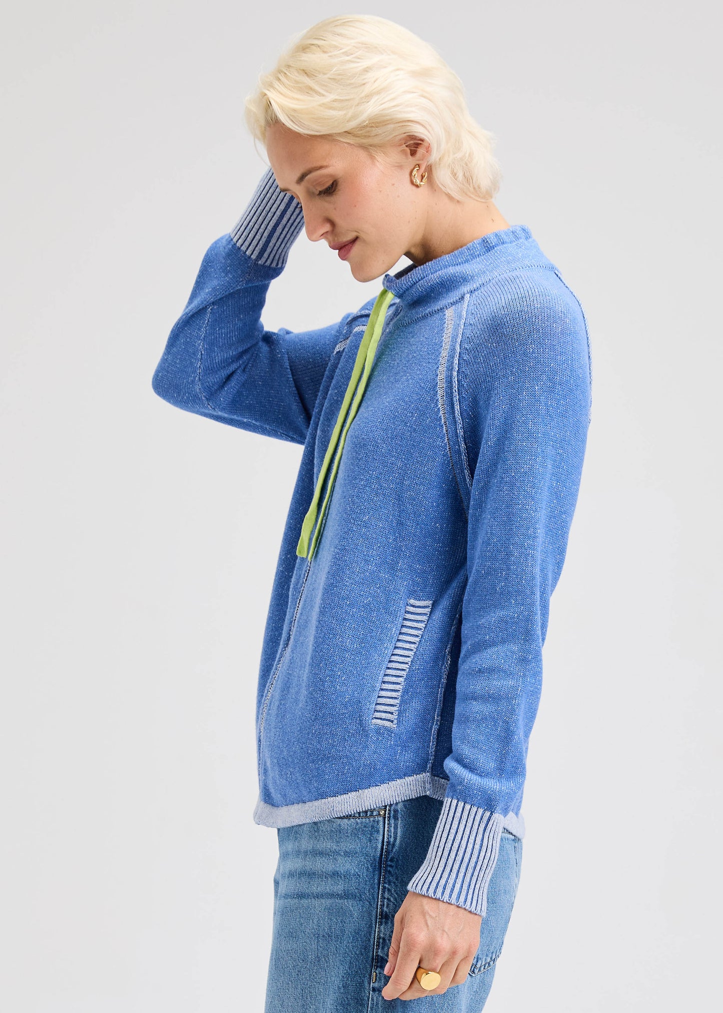 Zaket & Plover Zaket & Plover - Two-Tone Zip Up - Chambray available at The Good Life Boutique