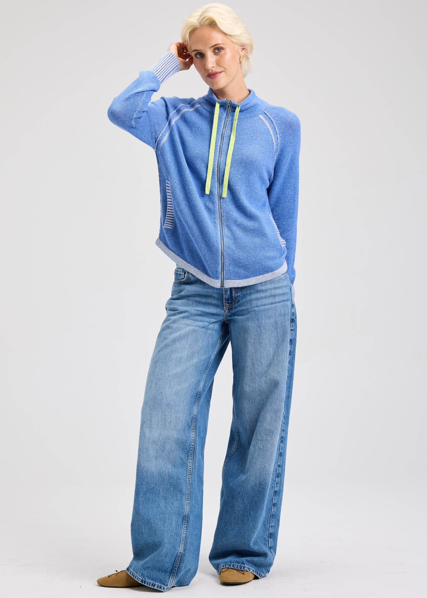 Zaket & Plover Zaket & Plover - Two-Tone Zip Up - Chambray available at The Good Life Boutique