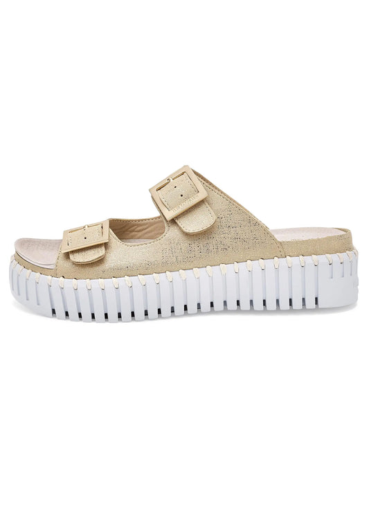 Lines of Denmark Ilse Jacobsen Two Strap Platform Sandal- Platin available at The Good Life Boutique