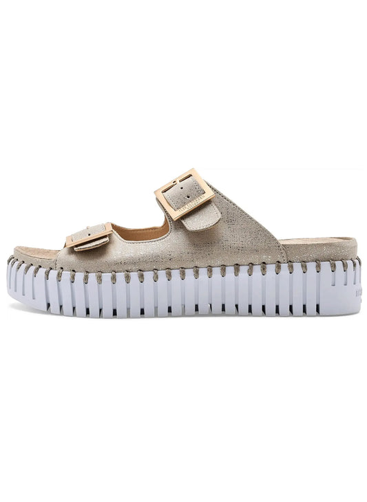 Lines of Denmark Ilse Jacobsen Two-Strap Platform Sandal- Silver available at The Good Life Boutique