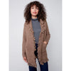Charlie B Charlie B - Boucle Cardigan With finged Shawl Neck - Truffle available at The Good Life Boutique