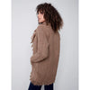 Charlie B Charlie B - Boucle Cardigan With finged Shawl Neck - Truffle available at The Good Life Boutique