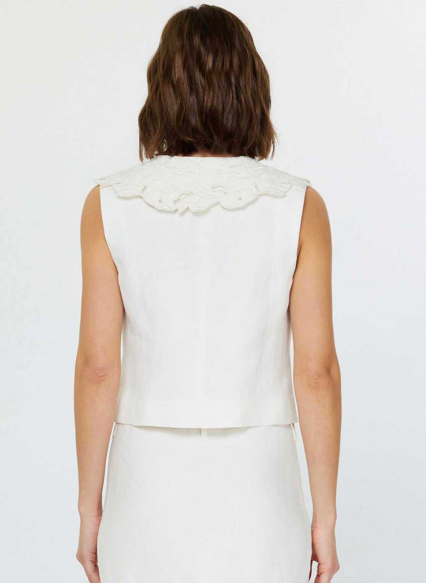 Current Air V Neck Sleeveless Button Down Vest - White available at The Good Life Boutique