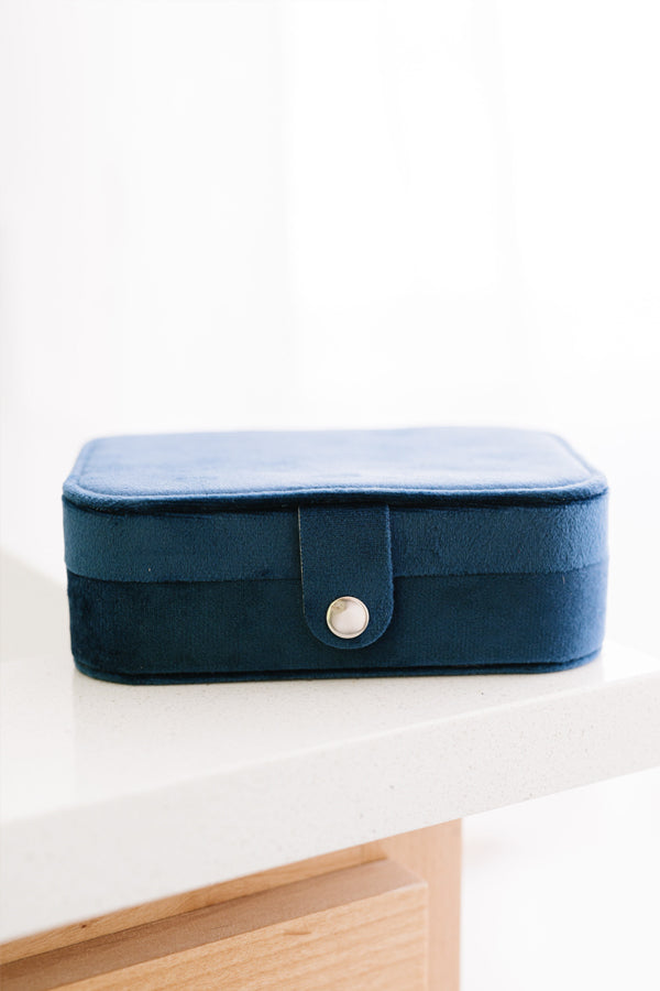 The Classy Cloth WS Velvet Jewelry Case - Navy Blue available at The Good Life Boutique