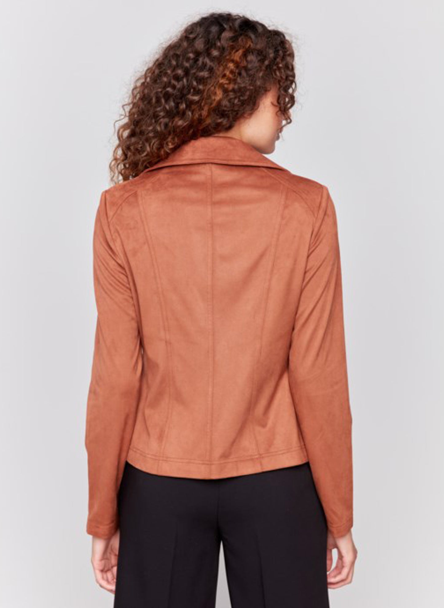 Charlie B Charlie B - Vintage Suede Moto Jacket - Terracotta available at The Good Life Boutique