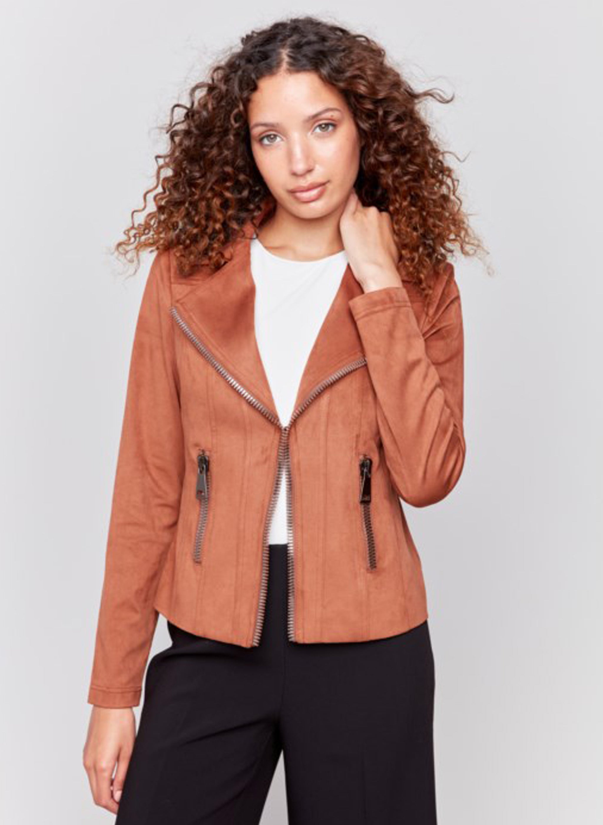 タグ付　サブカルチャー SUEDE BOA RABCH JACKET Charlie B - Vintage Suede Moto Jacket - Terracotta | The Good Life
