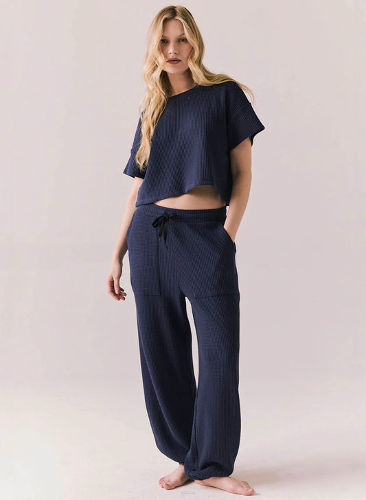 Chaser Chaser Waffle Thermal Billyy Jogger - Midnight Blue available at The Good Life Boutique