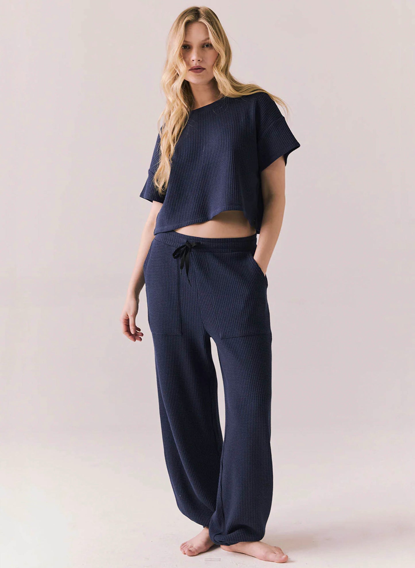 Chaser Chaser Waffle Thermal Billyy Jogger - Midnight Blue available at The Good Life Boutique