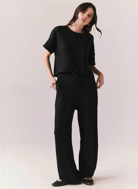Chaser Chaser Waffle Thermal Billyy Jogger - True Black available at The Good Life Boutique
