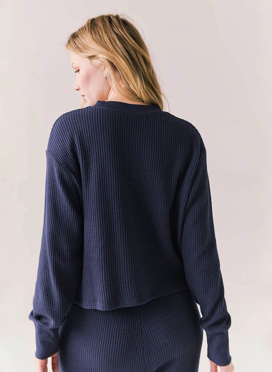 Chaser Chaser Waffle Thermal Thayne Long Sleeve - Midnight Blue available at The Good Life Boutique