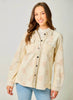 Mystree Washed Corduroy Embroidery Jacket - Almond available at The Good Life Boutique