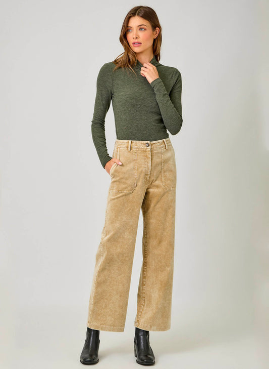 Mystree Washed Corduroy Trousers - Latte available at The Good Life Boutique