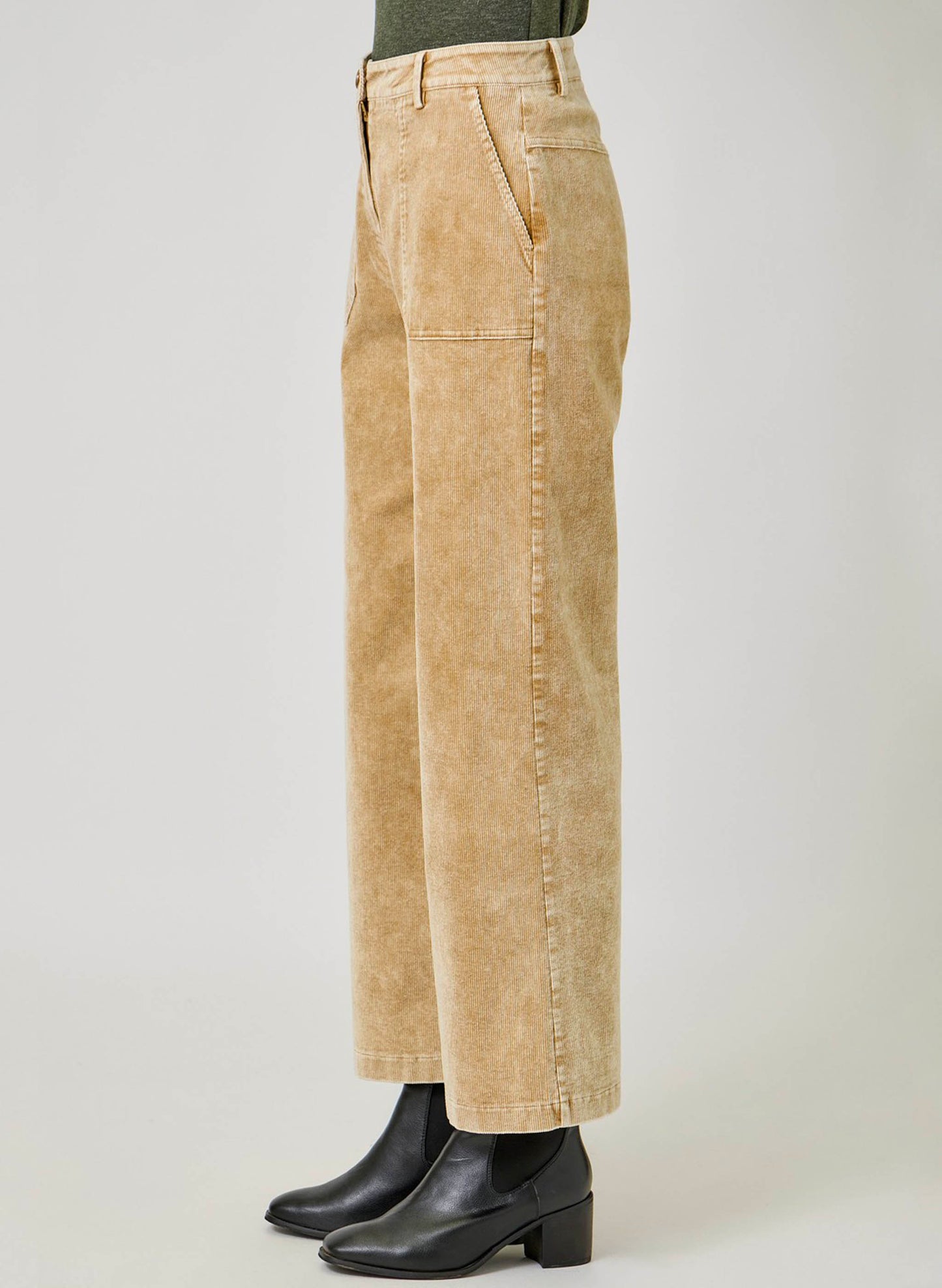 Mystree Washed Corduroy Trousers - Latte available at The Good Life Boutique